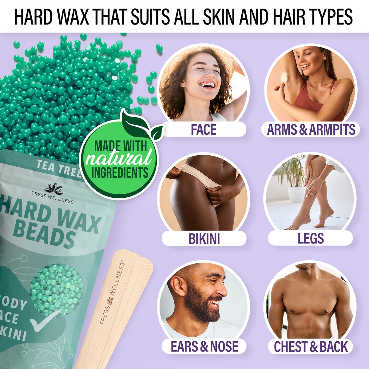 Black Tress Wellness starter waxing kit with hard wax beads, warmer and accessories